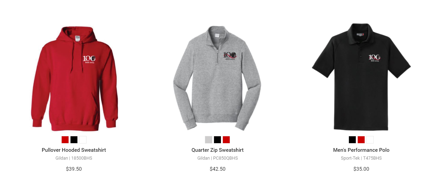 Examples of BHS 100 merch